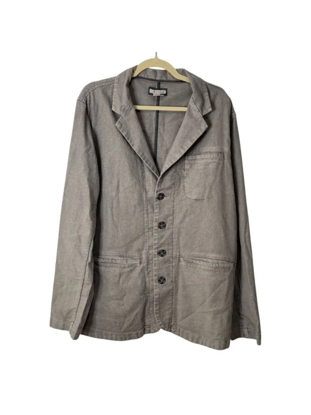 Carbon 2 Cobalt Mens Size L Blazer Jacket Linen Blend Gray Unstructured Casual